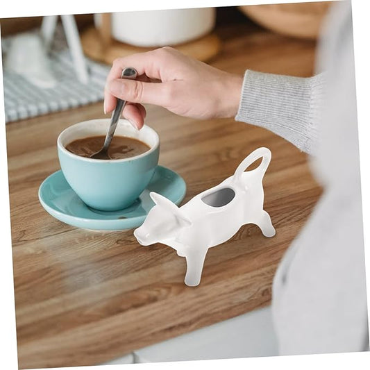 DECHOUS Ceramic Milk Jug Pull Flower Cup Coffee Syrup Espresso Frothing Pitcher Cream Pitcher Table Sauce Dispenser Steaming Cup Creamer Carafes Cow Ceramics Small Coffee