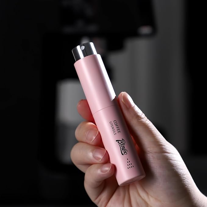 Bincoo Coffee Spray Bottle for RDT Technique - 10ml Mini Atomizer, Pre-Grind Moisture Mist for Grinding, Portable & Refillable with Carabiner Clip (Silver-1 Coffee Spray Bottle)