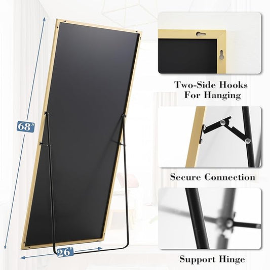 NEWBULIG Full Length Mirror, Upgraded Body Wall Mirrors with Shatter-Proof Glass, Floor Standing Mirror, Home Wall Decor