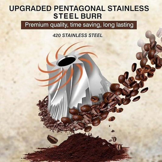 Pop and Party Manual Coffee Grinder - Stainless Steel Conical Burr Hand Mill for Espresso & French Press - Adjustable & Portable