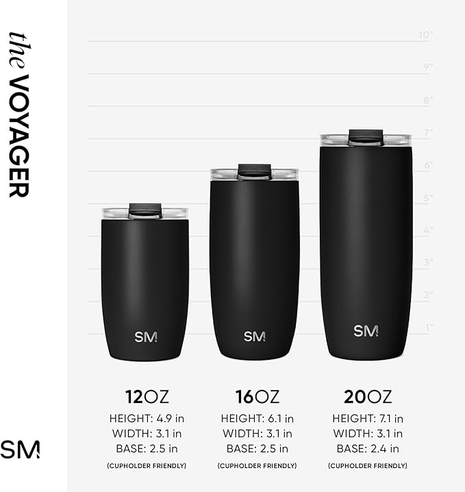 Simple Modern Voyager Travel Coffee Mug Tumbler with Flip Lid | Insulated Stainless Steel Cold Brew Iced Coffee Cup | Gifts for Women Men Him Her | 12oz | Ocean Tide