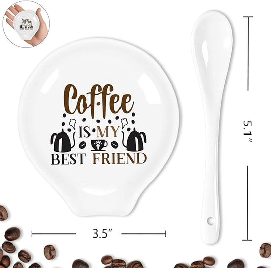Funny Colour Coffee Spoon Rest-Coffee Ceramic Spoon Holder-Coffee Station Bar Accessories- Coffee is My Best Friend Sig