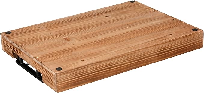 Coffee Table Tray Decorative Nested Vintage Wood Serving Tray Set for Eating, Breakfast, Party, Kitchen, Ottoman,Tea Coffee Table Large Ottoman Trays (Wood, 3Pc)