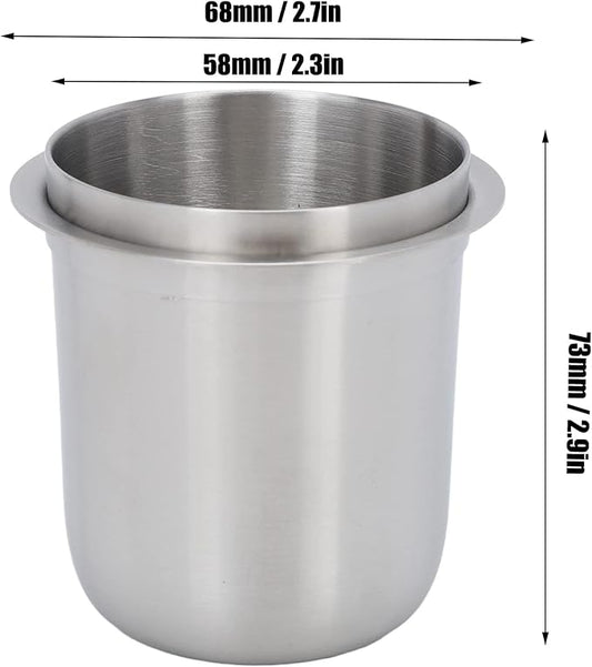 Cunyuer 58mm Dosing Cup, Espresso Dosing Cup, Coffee Dosing Cup Fits 58mm Portafilter, 150ml Stainless Steel Universal (Brushed Silver)