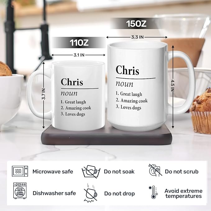 Joymade Personalized Ceramic Coffee Mug, Funny Custom Mug for Bestie, Friends, Couple, Coworker, Snowman Lovers (Funny Name Definition)