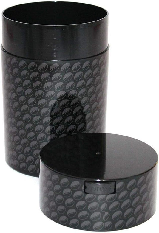 Coffeevac 1LB – Patented Airtight Container | Multi-use Vacuum Container Works as Smell Proof Containers for Ground Coffee and Coffee Bean Containers. Black with Beans