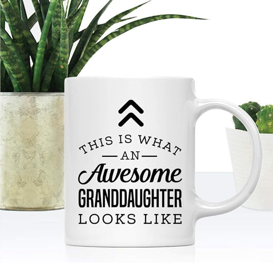 Andaz Press 11oz. Ceramic Coffee Tea Mug Thank You Gift, This is What an Awesome Granddaughter Looks Like, 1-Pack, Birthday Christmas Ideas Coworker Him Her, Includes Box