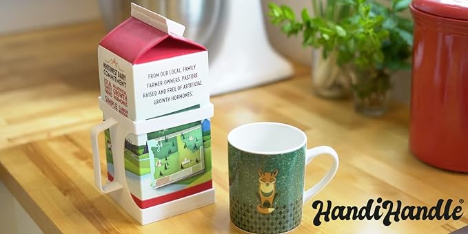 HandiHandle® Half Gallon Milk, Juice, or Beverage Carton Holder | Lightweight and Slim to Save Refrigerator Space | for Seniors, Home Kitchens, Coffee Shops, Restaurants, and Baristas. (1)