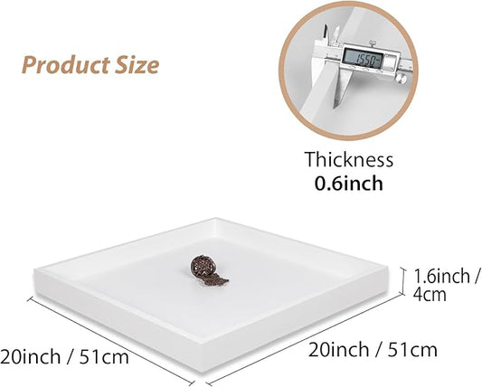 Ottoman Tray for Coffee Table Living Room Wood Serving Tray Large Wooden Square 20 Inches White