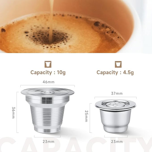 2 Pcs Reusable Stainless Steel Coffee Capsules Compatible with L'OR Barista LM8012 / 60, Refillable Coffee Pods Metal L'or Espresso Pods with Tamper(Big & Small)