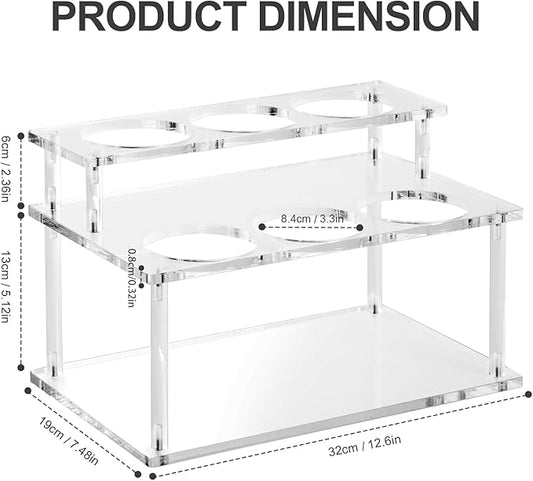 ODPEOZT Acrylic Coffee Syrup Organizer, 2 Tier Coffee Syrup Rack (6 Bottle Capacity), Syrup Bottle Holder Stand for Coffee Bar, Kitchen Countertop Syrups, Condiments and Wine (Transparent)