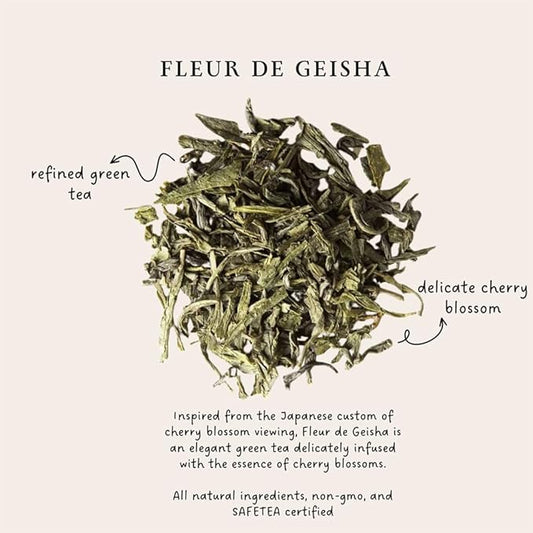 Palais des Thés - Geisha Flower Green Tea & Cherry Blossom - Premium Tea Bags, Serves 20 Cups