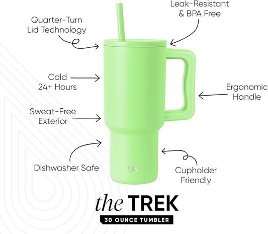 Simple Modern 30 oz Trek Tumbler with Handle and Straw Lid | Cup Holder Friendly Insulated Stainless Steel Travel Mug | Baja