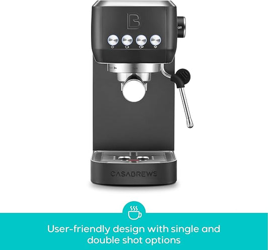 CASABREWS 3700 Essential Espresso Machine 20 Bar, Professional Espresso Coffee Machine with Steam Milk Frother, Coffee Maker Cappuccino Latte Machine with 43.9oz Removable Water Tank, Black