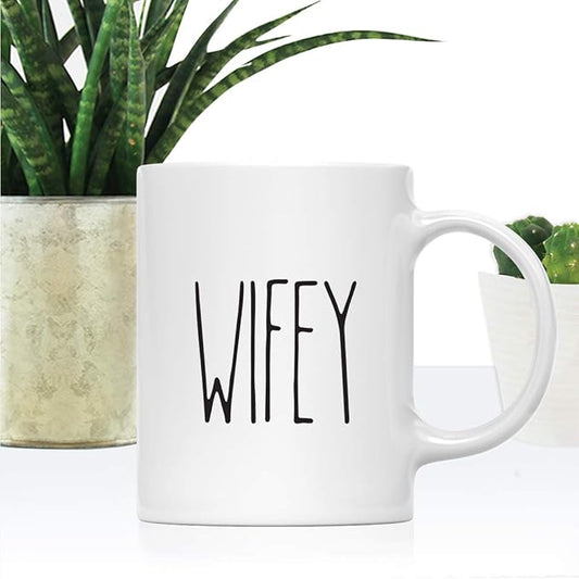 Andaz Press Simple Rustic Farmhouse Kitchen Decor 11oz. Ceramic Coffee Tea Mug Gift, Wifey, 1-Pack, Birthday Christmas Gift Ideas for Family, Friends