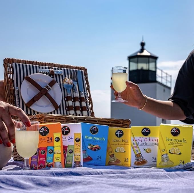 4C Powder Drink Mix Packets, Lemonade 1 Pack, 24 Count, Singles Stix On the Go, Refreshing Sugar Free Water Flavorings