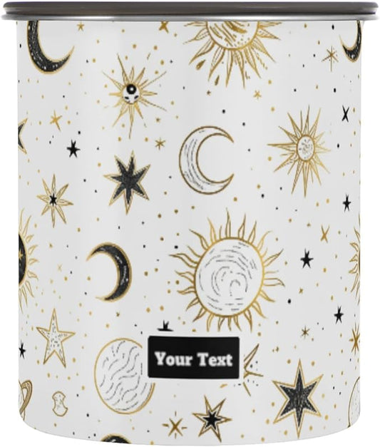 ALAZA Crescent Sun Moon Star Airtight Coffee Bean Canister Customed 500ml Food Storage Containers with Lids For Gournd, Tea, Sugar, Flour, Rice, Cereal, Candy Cookie Jar