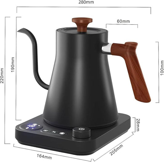 Gooseneck Electric Kettle with Temperature Control, 0.9L Pour Over Coffee Kettle, 1200W Fast Boil, Stainless Steel Interior, Auto Shut-Off & Boil-Dry Protection, for Coffee and Tea (black)