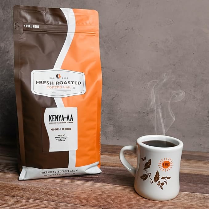 Fresh Roasted Coffee, Kenya AA, 5 lb (80 oz), Med-Dark Roast, Kosher, Whole Bean