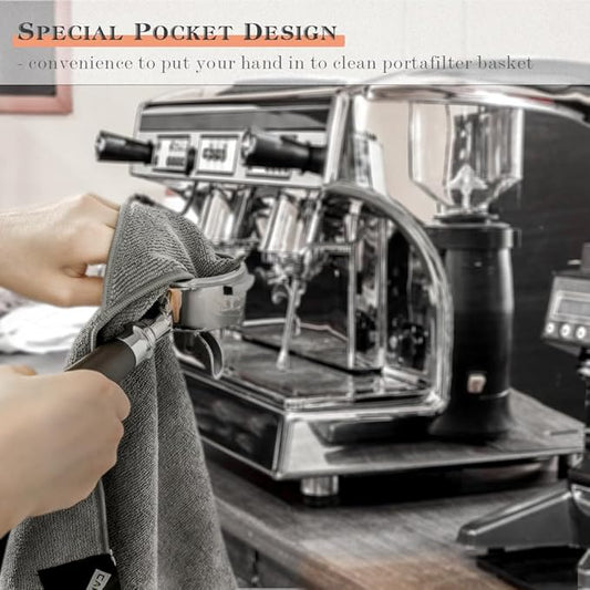 CAFEMASY Barista Espresso Cleaning Towel - Barista Towels Set for Coffee Bar Pack of 2pcs Coffee Machine Steam Wand Espresso Tools Portafilter Cleaning Cloth Rag