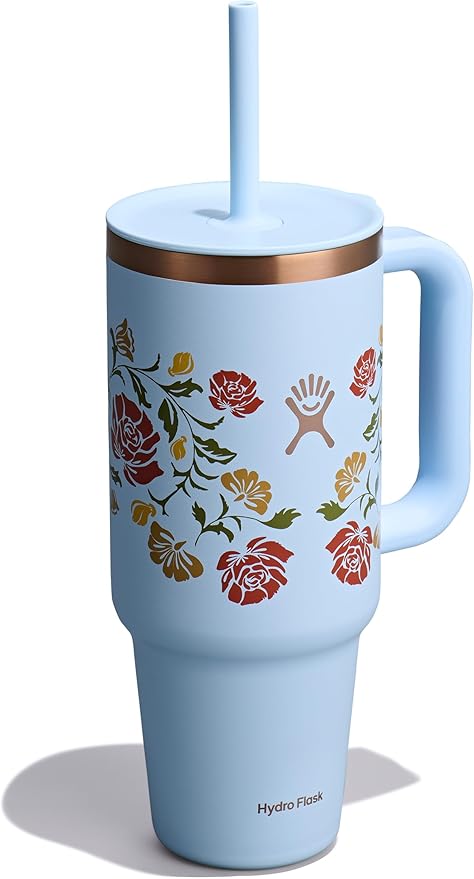 Hydro Flask 40 Oz Travel Tumbler with Handle, Lid and Straw - Insulated Stainless Steel in Western Light Blue