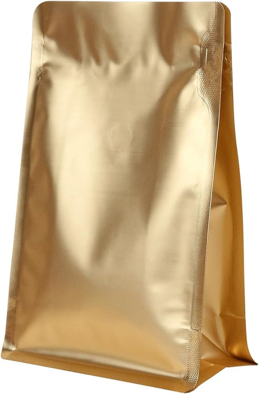 150 Pack High Barrier Stand-Up Coffee Bean Bags with Vented Valve, Matte Metallic Ziplock, Heat-Sealable and Resealable Solid Color Pouches for Food Storage, Home and Store