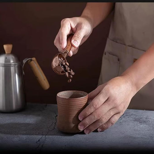 Vintage Coffee Measuring Spoon - 304 Stainless Steel, Coffee Scoop,10g Capacity, Walnut Handle - Perfect for Coffee, Tea, and More (Rose Gold(2pcs))