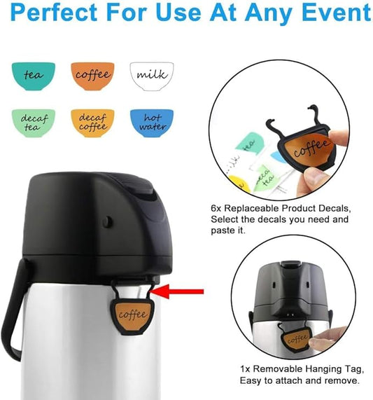 Airpot Coffee Dispenser Thermal with Pump,1.9L/64 Oz Insulated Stainless Steel Large Airpot Coffee Carafe Lever Action for Hot/Cold Water,Thermal Carafe for Hot Cocoa for Parties