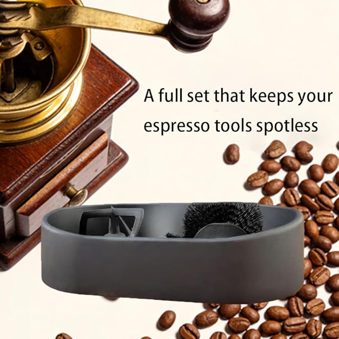 Coffee Portafilter Cleaning Kit, Premium Espresso Clean Holder with Include Brush&holder, Professional Cafe Grounds Catcher, Coffee Machine Filter Cleaning Device for 51/53/58mm Barista Set