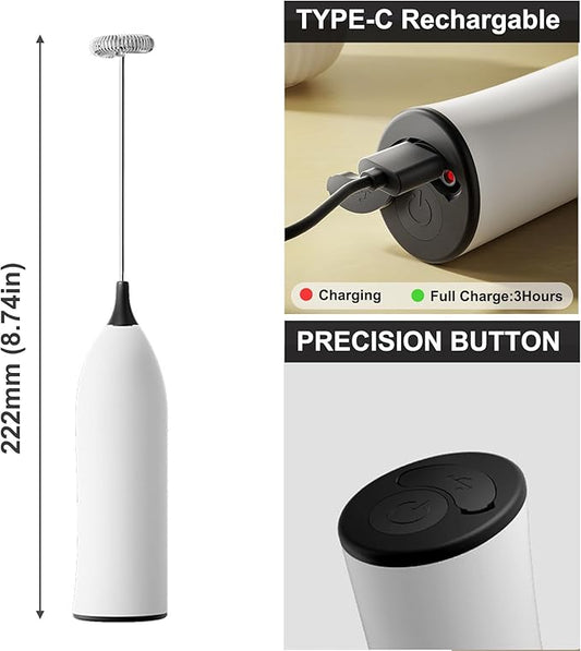 Handheld Coffee Frother,USB-Rechargeable Hand Frother,Adjustable Handheld Milk Frother for Cappuccinos, Hot Chocolate, Milkshakes, Egg Mix