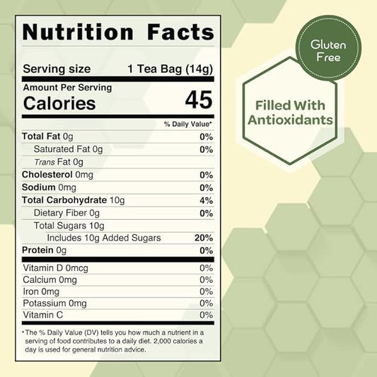 True Honey Green Tea Bags - Honey Crystals Blended in Every Sachet - Supportive Heart Antioxidants - All Natural Contains Caffeine Tea Bag 24 Count