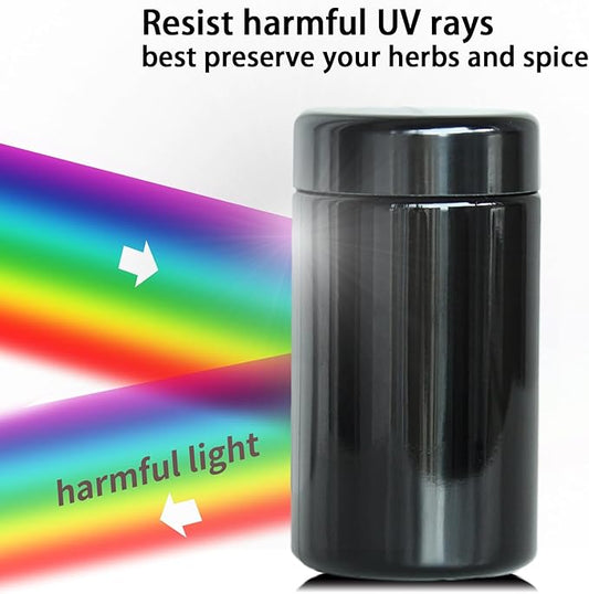 Black Glass Airtight Storage Container Jar 100ml with UV Protection for Spice Coffee