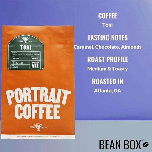 Toni Whole Bean Coffee by Portrait Coffee | Medium Roast | Caramel, Chocolate & Almond | 12 oz