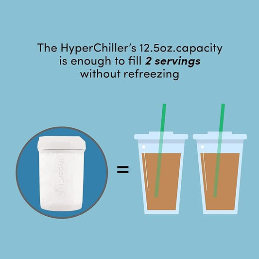 HyperChiller HC2W Patented Iced Coffee/Beverage Cooler, NEW, IMPROVED,STRONGER AND MORE DURABLE! Ready in One Minute, Reusable for Iced Tea, Wine, Spirits, Alcohol, Juice, 12.5 Oz, White