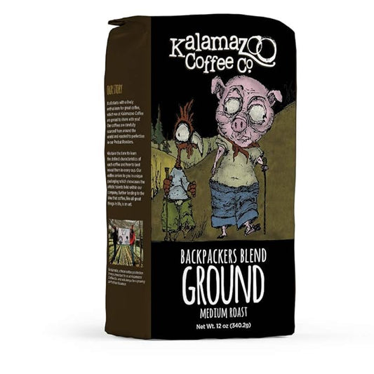 KALAMAZOO COFFEE COMPANY Backpackers Blend Ground Coffee - Medium Roast | 12oz Bag (3 Pack)