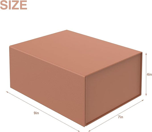 MOYEUPAC Gift Box,9" X 7" X 4" with Lids for Presents Magnetic Closure Gift Packaging Magneti for Halloween, Birthday, Christmas Gift Box Rose Gold with Ribbon