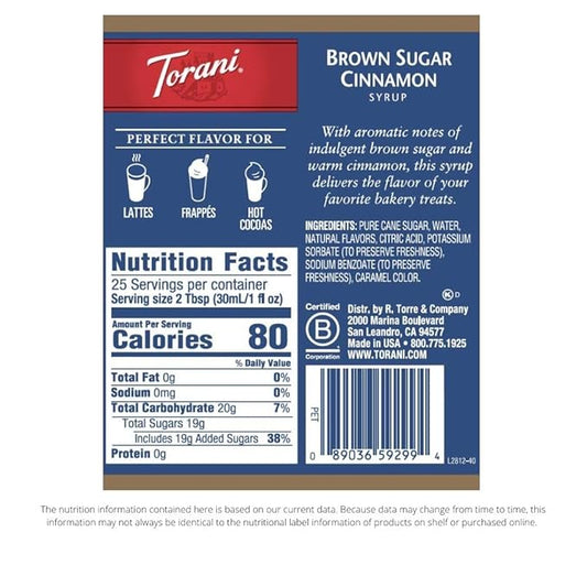 Torani Syrup, Brown Sugar Cinnamon, 25.4 Ounces (Pack of 4)