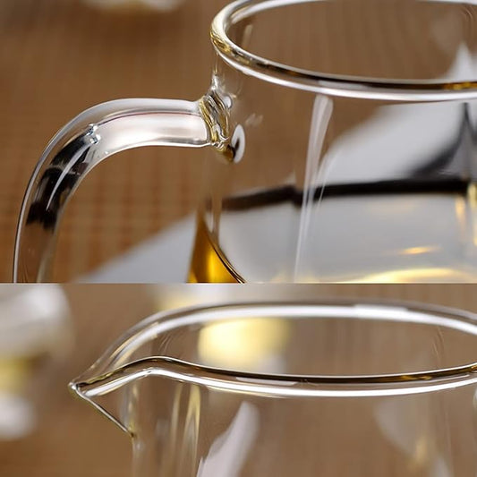 Glass Pitcher with Handle, Milk and Cream Pitcher Cup Jug, Heat Resistant Borosilicate Glass Creamer for Coffee Tea or Maple Syrup Serving, Stovetop & Microwave Safe (18oz/ 550ML)