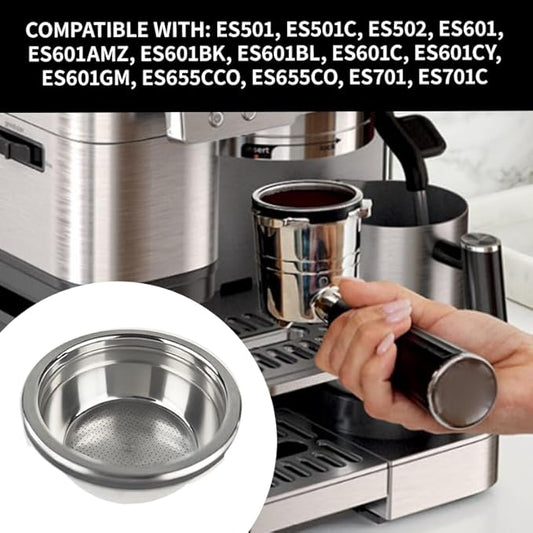Filter basket compatible with Ninja Luxe Cafe Accessories ES601 ES701,Double Cup Coffee Pressurized Porous Filter,Double Cup Portafilter Basket for Ninja Luxe Cafe