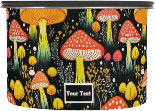 ALAZA Colorful Mushroom Kitten Cats Airtight Coffee Bean Canister Customed 900ml Food Storage Containers with Lids For Gournd, Tea, Sugar, Flour, Rice, Cereal, Candy Cookie Jar