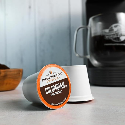Fresh Roasted Coffee, 100% Colombian, Medium Roast, 96 Pods for K Cup Brewers