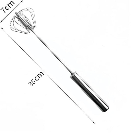 Stainless Steel Semi-Automatic Egg Beater, 2025 new hand push rotary mixer, Home Kitchen Manual Mixing Tool,used for making eggs, frothing, stirring, mixing, whipping, milkshakes, and more(7 * 35cm)