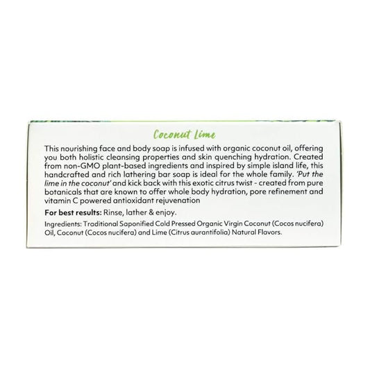 Coco Fiji Soap Bar for Face and Body Infused With Organic Coconut Oil, Coconut Lime, Essential Oil, Natural Soap for Moisturizing & Pore Purifying Skin, 7 oz,Pack of 2