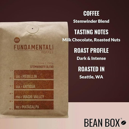 Stemwinder Blend - Roasted by Fundamental Coffee Company - Whole Bean Coffee - 12 Ounce Bag