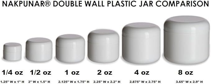 Nakpunar 12 Pcs, 1 Oz Black Double Wall Plastic Jars with Dome Lid