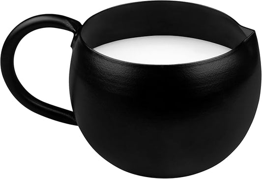 GoCraft Black Metal Creamer Pitcher – Small Iron Serving Jug with Handle for Coffee Creamer, Milk, Syrup, Sugar or Dressing – Modern Tableware for Cafe, Restaurant, or Kitchen Countertop
