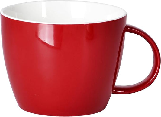 XXL Extra Large Coffee Mug 30 Ounce, Porcelain Coffee Cup Soup Bowl with Handle for Coffee Tea Cocoa Milk Soup and Fruit, Gift Mugs Matching to Kitchen, Table, Dinner Sets and Office Home Decor, Red