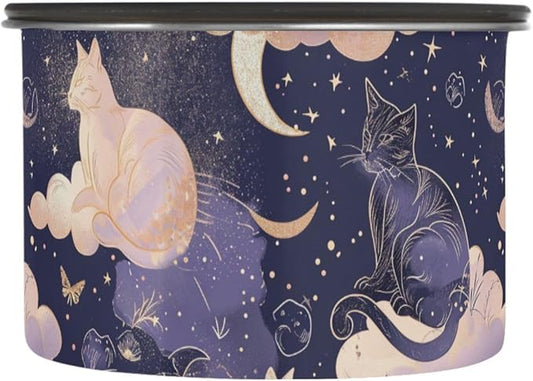 ALAZA Cat Moon Star Witchy Airtight Coffee Bean Canister 900ml Food Storage Containers with Lids For Gournd, Tea, Sugar, Flour, Rice, Cereal, Candy Cookie Jar