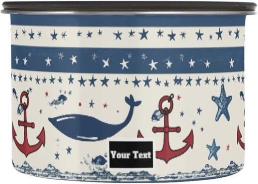ALAZA Sailboat Anchor Stars Stripe Kitten Cats Airtight Coffee Bean Canister Customed 900ml Food Storage Containers with Lids For Gournd, Tea, Sugar, Flour, Rice, Cereal, Candy Cookie Jar