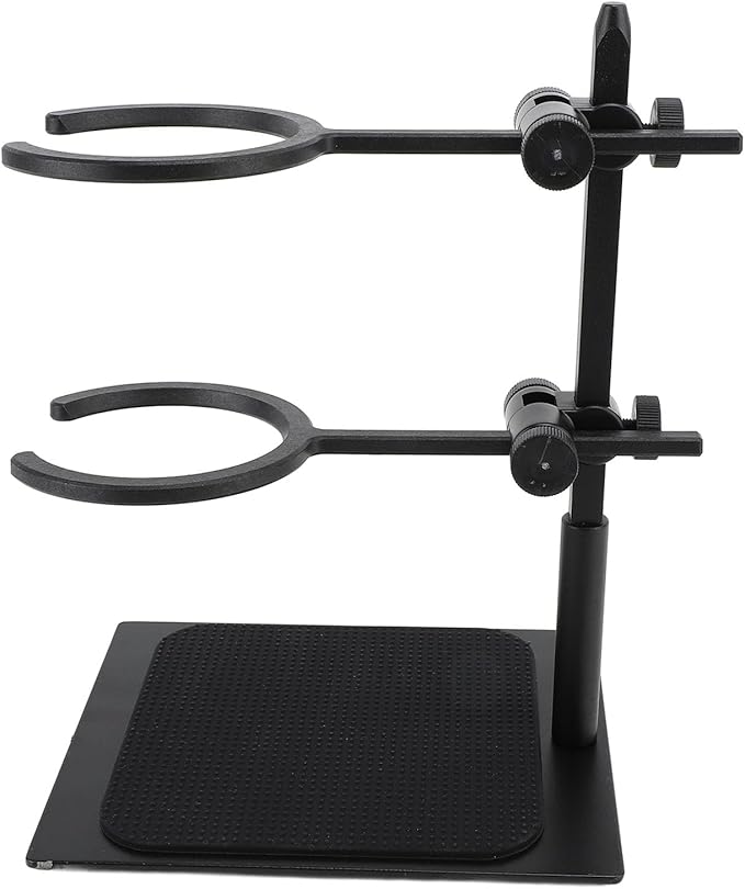 Pour Over Coffee Dripper Stand Set, Double Layer Hand Brewing Station, Professional Coffee Dripper with Glass Pot, Ceramic Filter Cup and Black Mug for Home Office Use, Adjustable